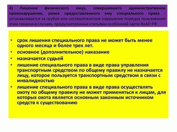 Понятие и основные принципы лишения специального права